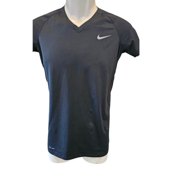 Nike pro combat fitted M womens black active performance top v neck casual run - Picture 2 of 6